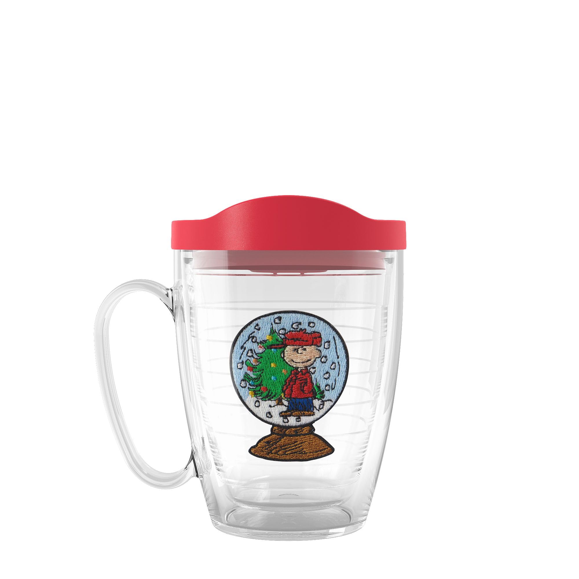 Tervis Peanuts - Charlie Brown Snoopy Christmas Snowglobe Made in USA Double Walled Insulated Tumbler Travel Cup Keeps Drinks Cold & Hot, 16oz Mug with Handle, Classic