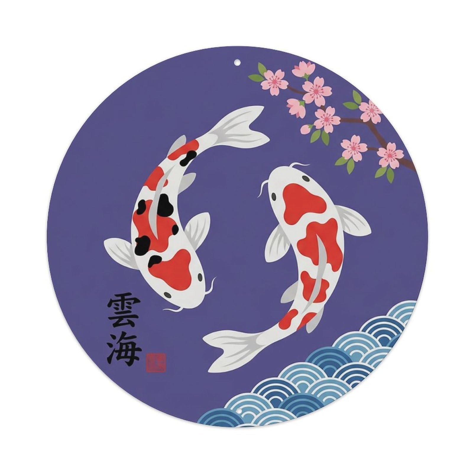 Odgynaw 8X8inch(20X20cm) Vintage Koi Fish Japanese Noble Metal Tin Sign