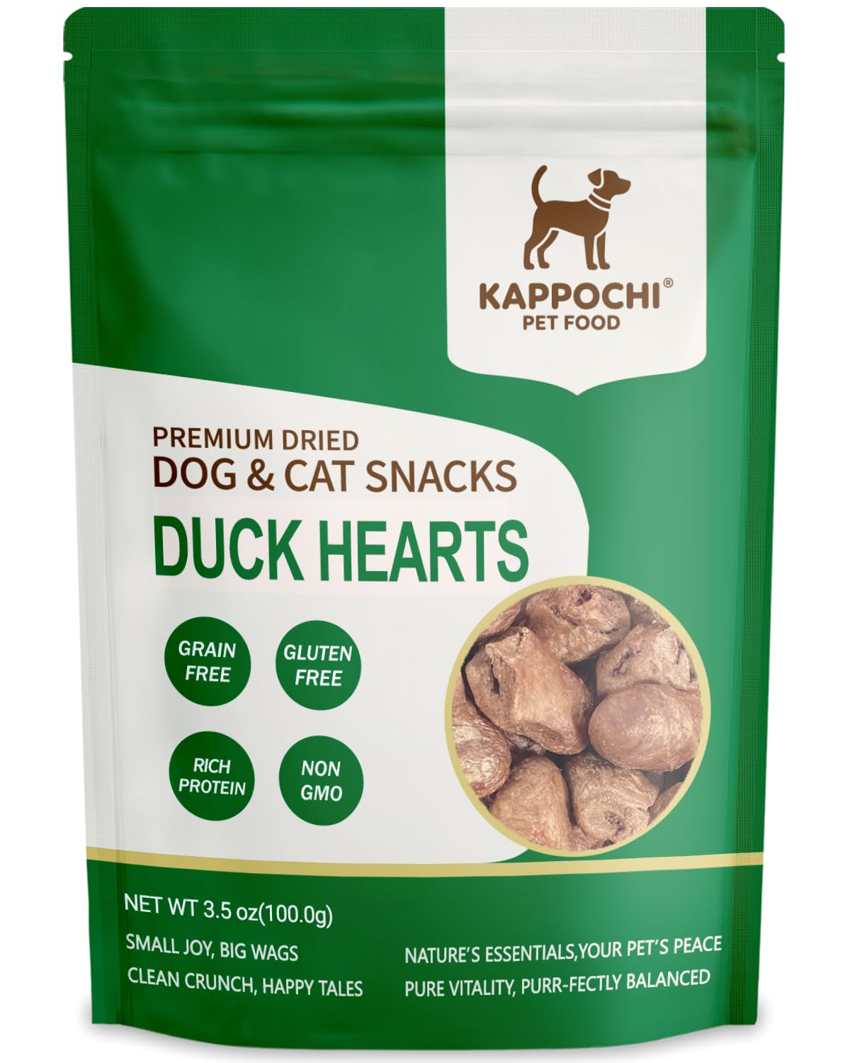 Freeze-Dried Duck Hearts Dog Treats, 3.5oz(100.0g), 100% Single Ingredient, High Protein Training Treats, Natural & Raw, No Additives, Grain Free, Gluten Free