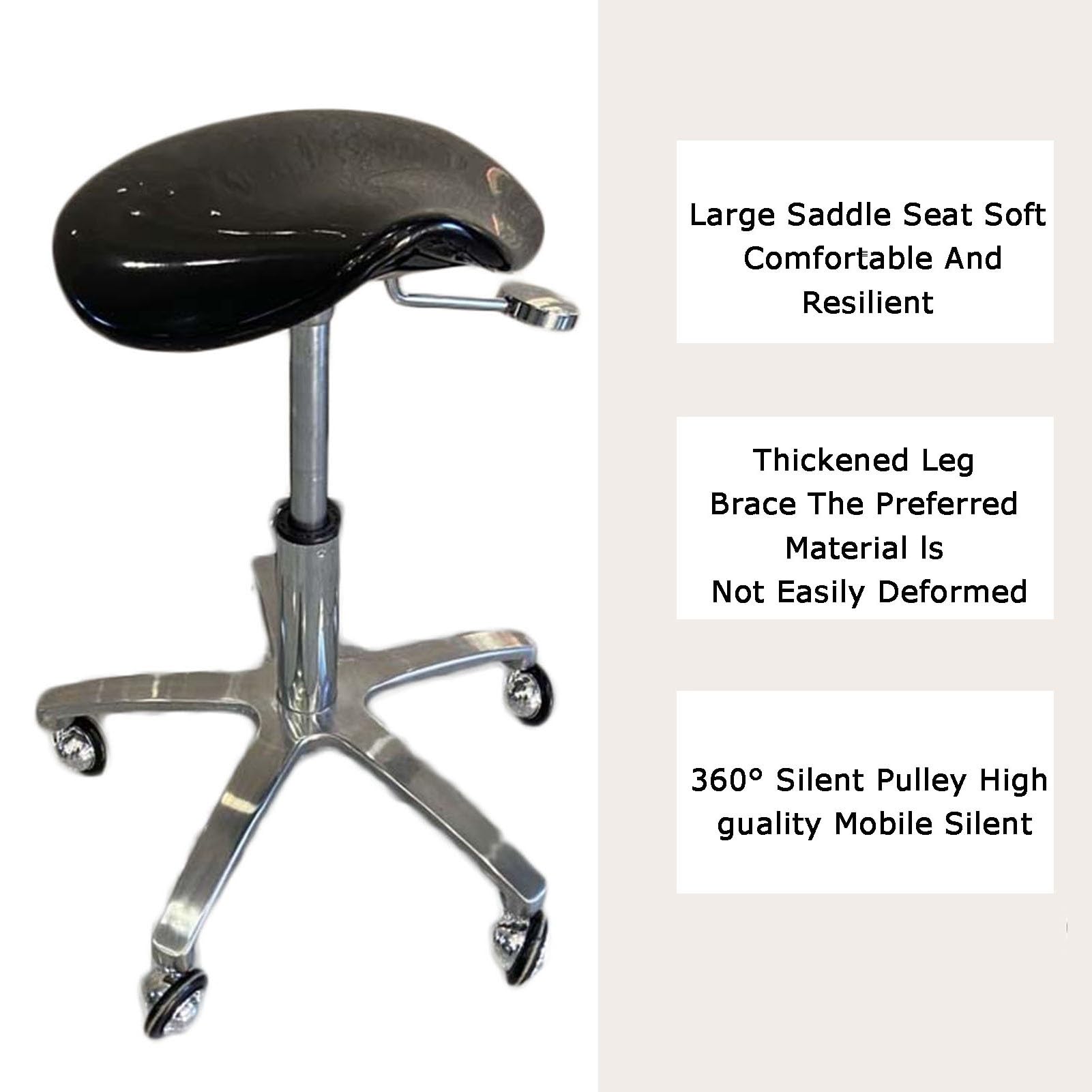 Generico Sgabello A Sella, Sedia Ergonomica Con Ruote, Altezza Regolabile 40-55 Cm, Adatta For Ufficio, Negozio, Scuola, Salone, Casa(Color 1)