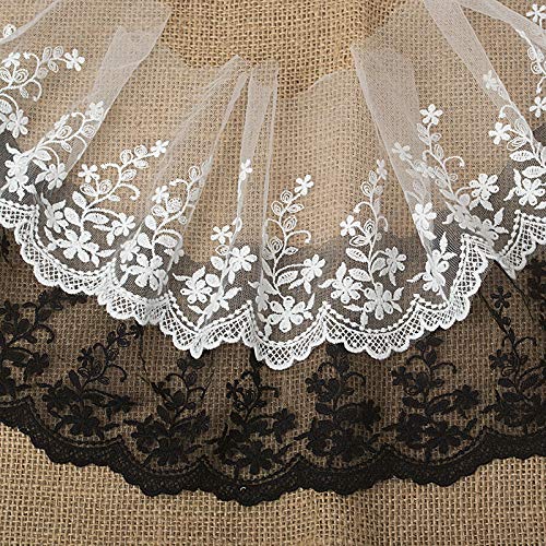 Ruban en dentelle, Dentelle élégante en coton brodée, 5 yards/lot, largeur 15 cm