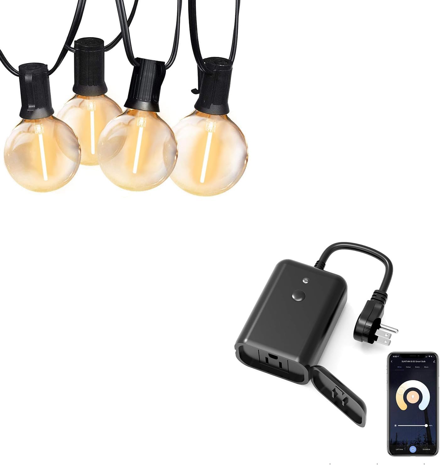 SUNTHIN Outdoor String Lights 27FT with WiFi Smart Dimmer Switches, Compatible with Alexa and Google Assistant for LED Strings Lights