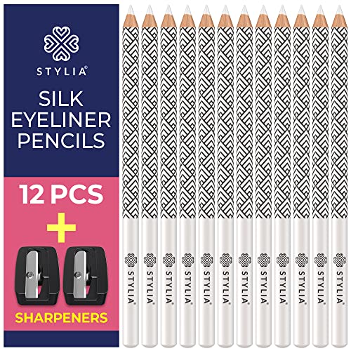Stylia Waterproof White Eyeliner Pencil 12-Pack