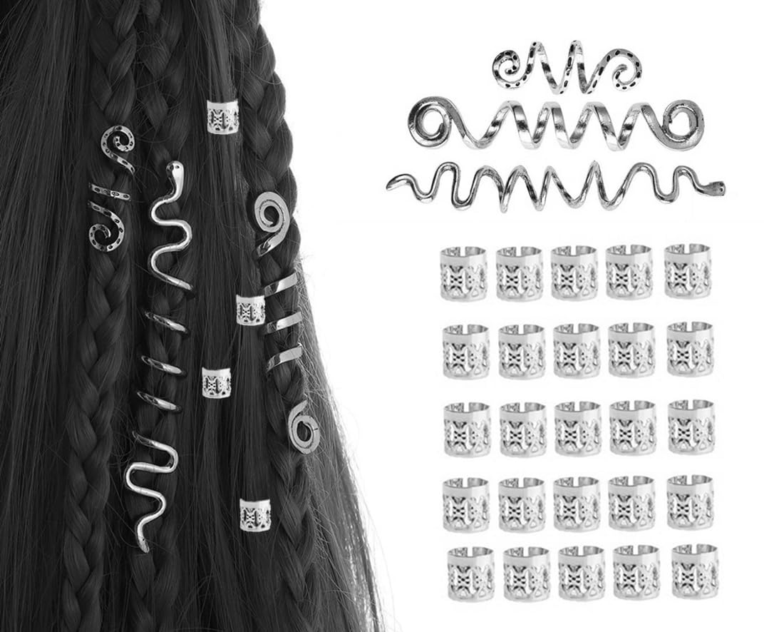 240 Stück Geflochtene Haarperlen – Schwarz/weiß, Für Zöpfe, Dreadlocks, Bart, Schmuck