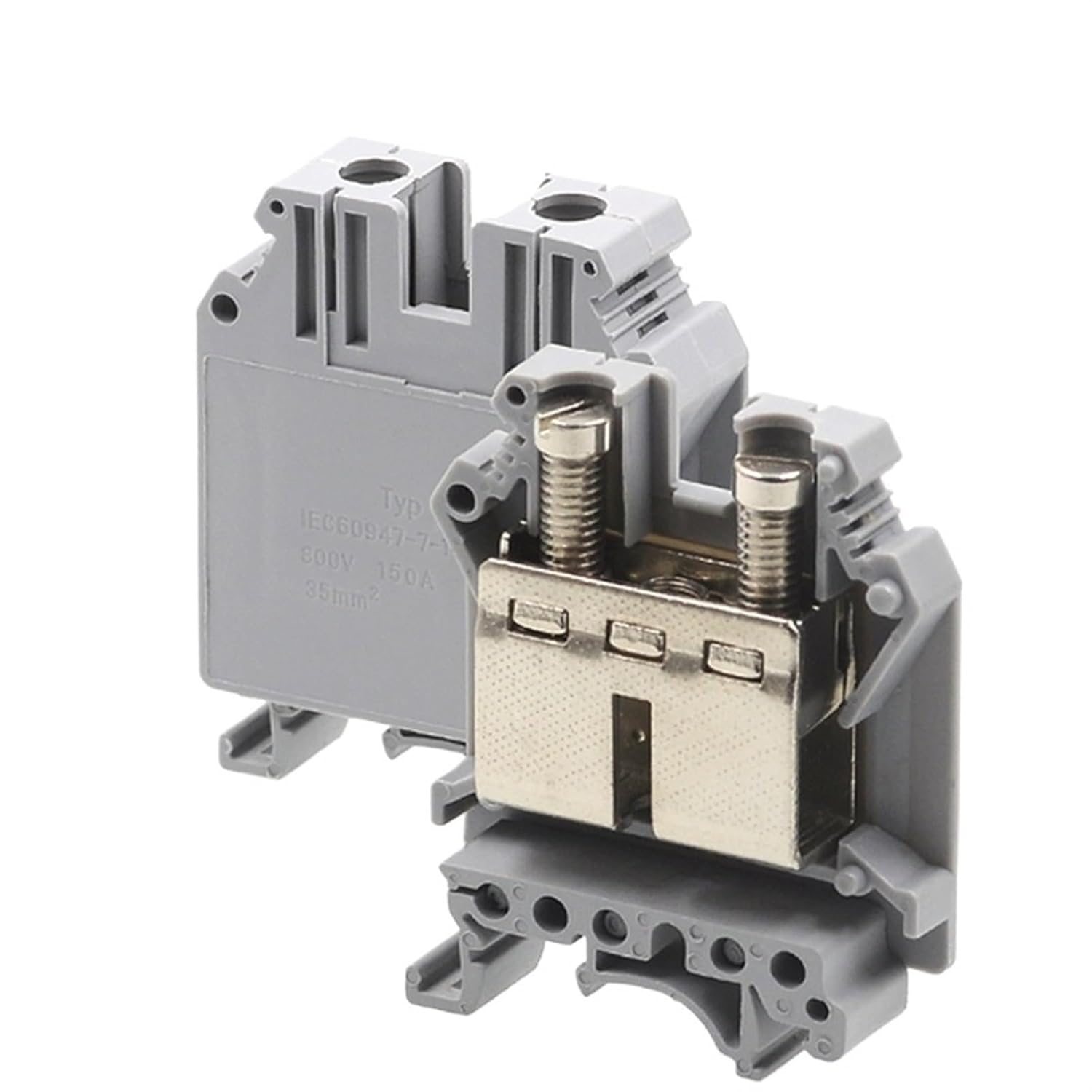 5/10Pcs Din Rail Mount Screw Terminal Block UK-35 Bornier Electrical Wire Cable Connector Copper 35mm2(UIK-35(Low feet),5pcs)