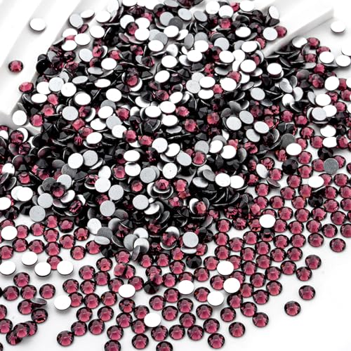 Image of Flatback Rhinestones Bulk, 14400PCS Purple Rhinestones for Clothes DIY Decoration Crafts, Purple, SS16, 3.8-4.0mm
