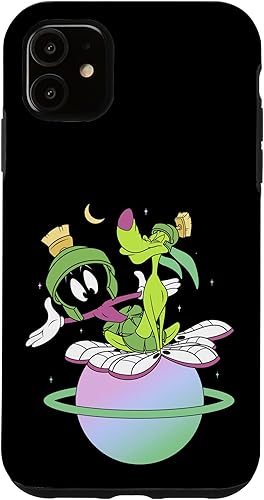 Funda para iPhone 11 Looney Tunes Marvin The Martian & K-9 para retrato del espacio exterior