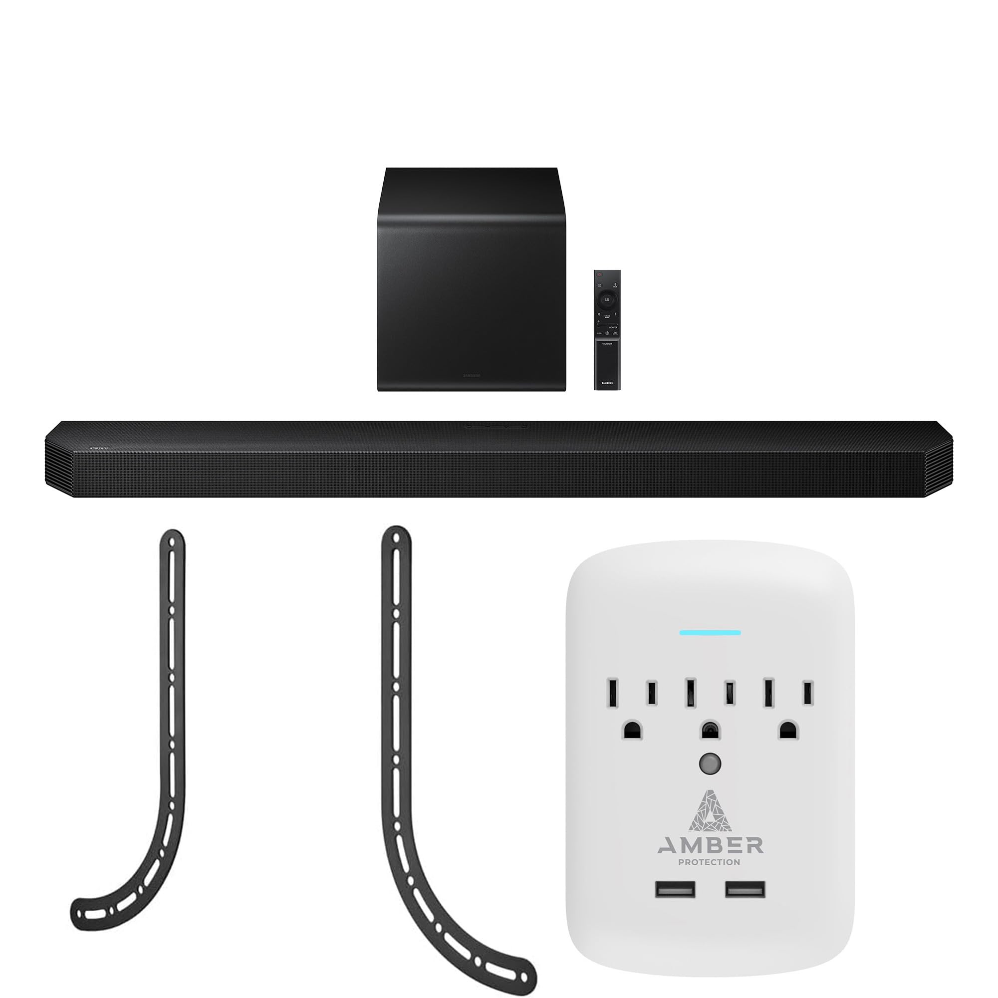 Samsung HW-Q800F Q Series Soundbar 5.1.2 Ch Subwoofer with a Walts TV SOUNDBAR-Mount for Compatible Soundbars Under 15lb and Amber Protection 3-Outlet-Surge Surge Protector (2025)