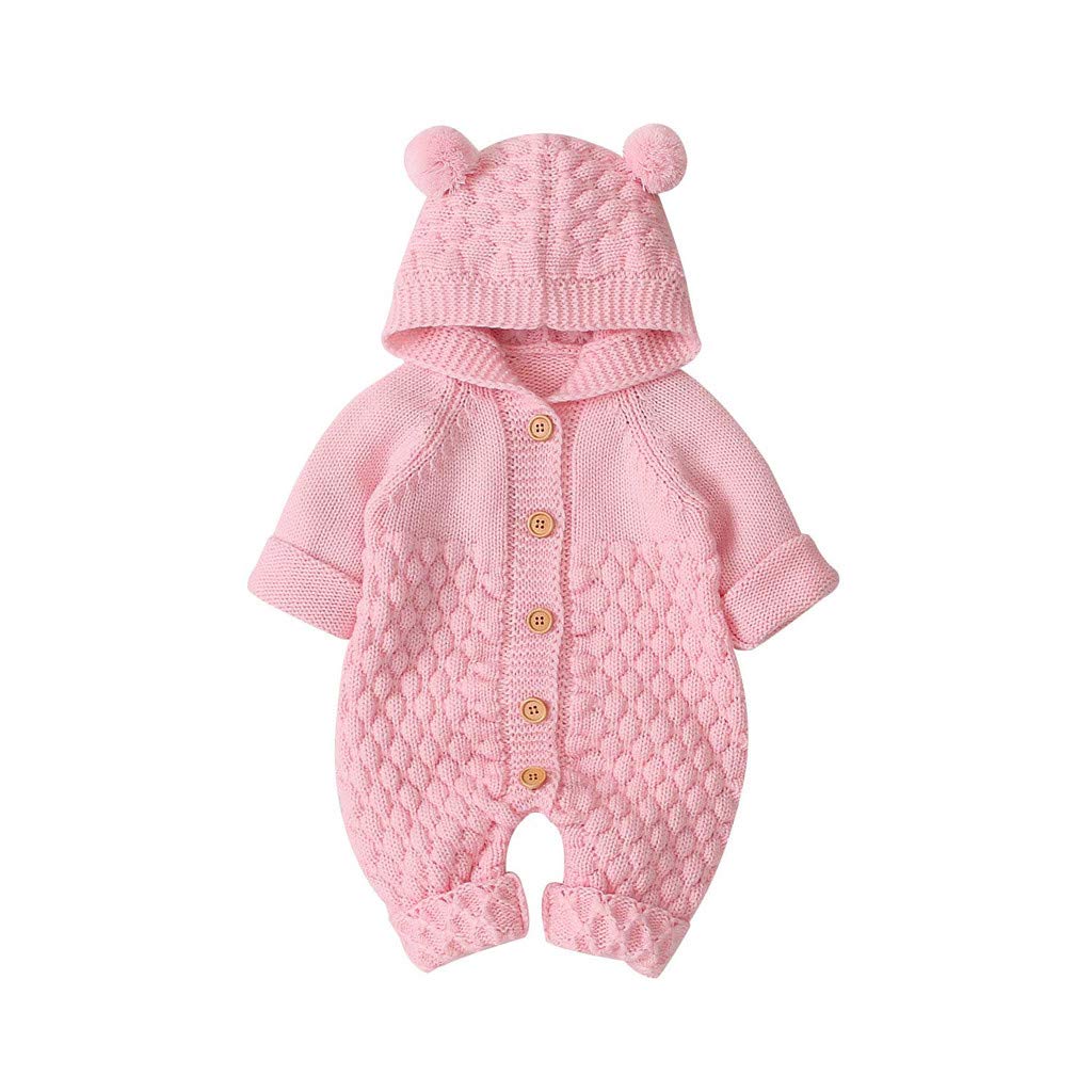 Uulike Unisex Baby Hooded Winter Romper Knitting Pyjamas Winter
