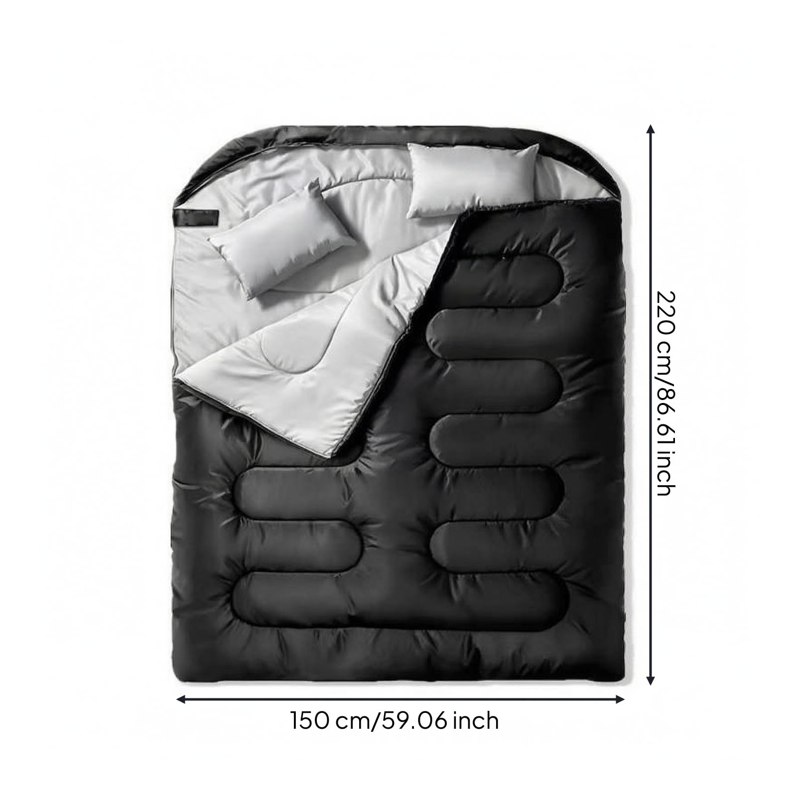 Saco Dormir Doble Amplio Saco Dormir con Capucha Extralargo para Camping, Senrismo