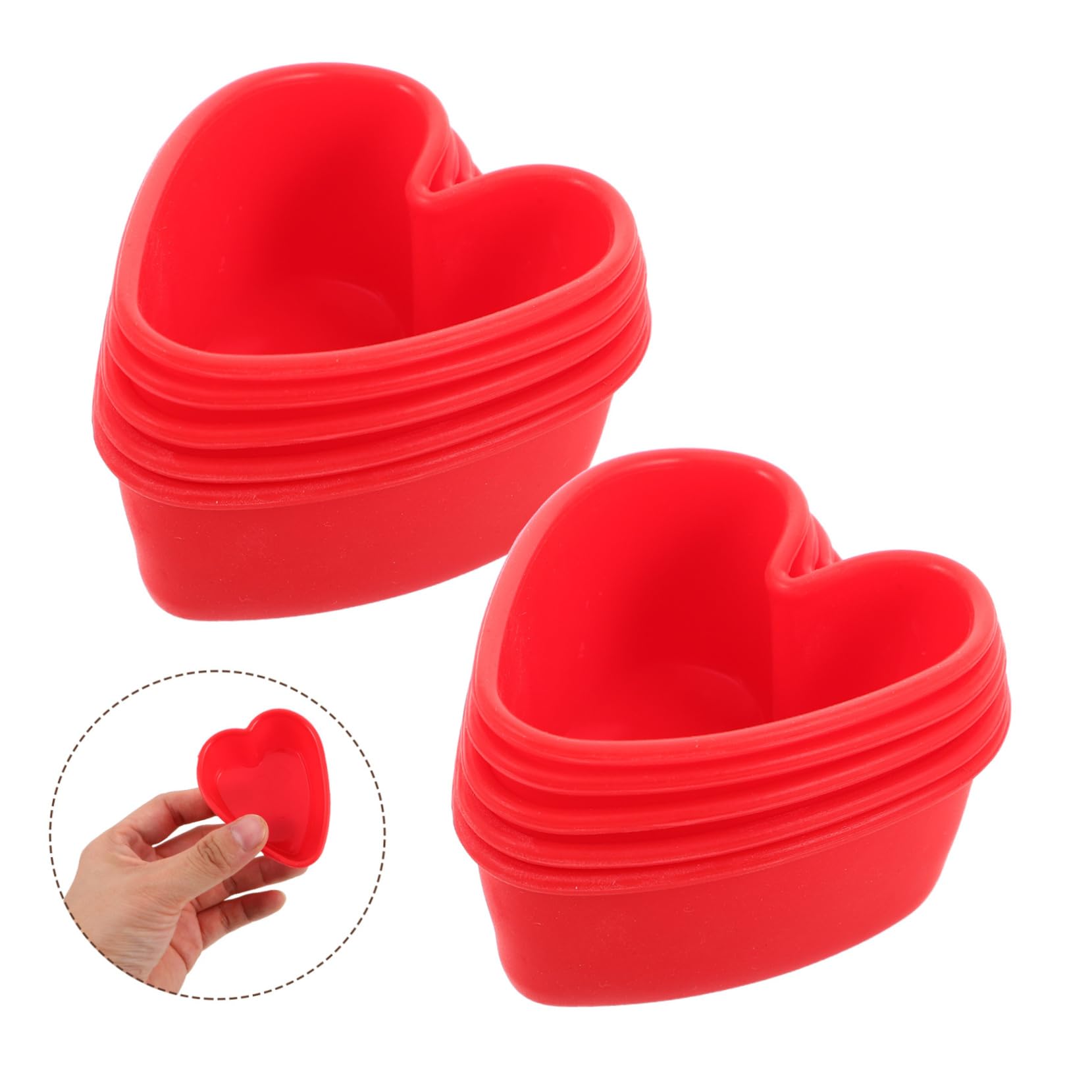 Stampo Cuore in Silicone Rosso 7cm 50 Pezzi per Dolci | Riutilizzabile, Sformatura Facile, per Dessert Piccoli, Adatto a San Valentino