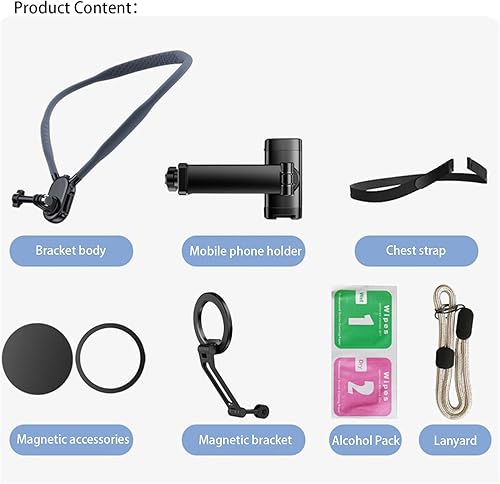 Miniatura 6 de Soporte magnético para el cuello del teléfono móvil para grabación de video POVVlog (con soporte para teléfono) Soporte de cuello ajustable adecuado
