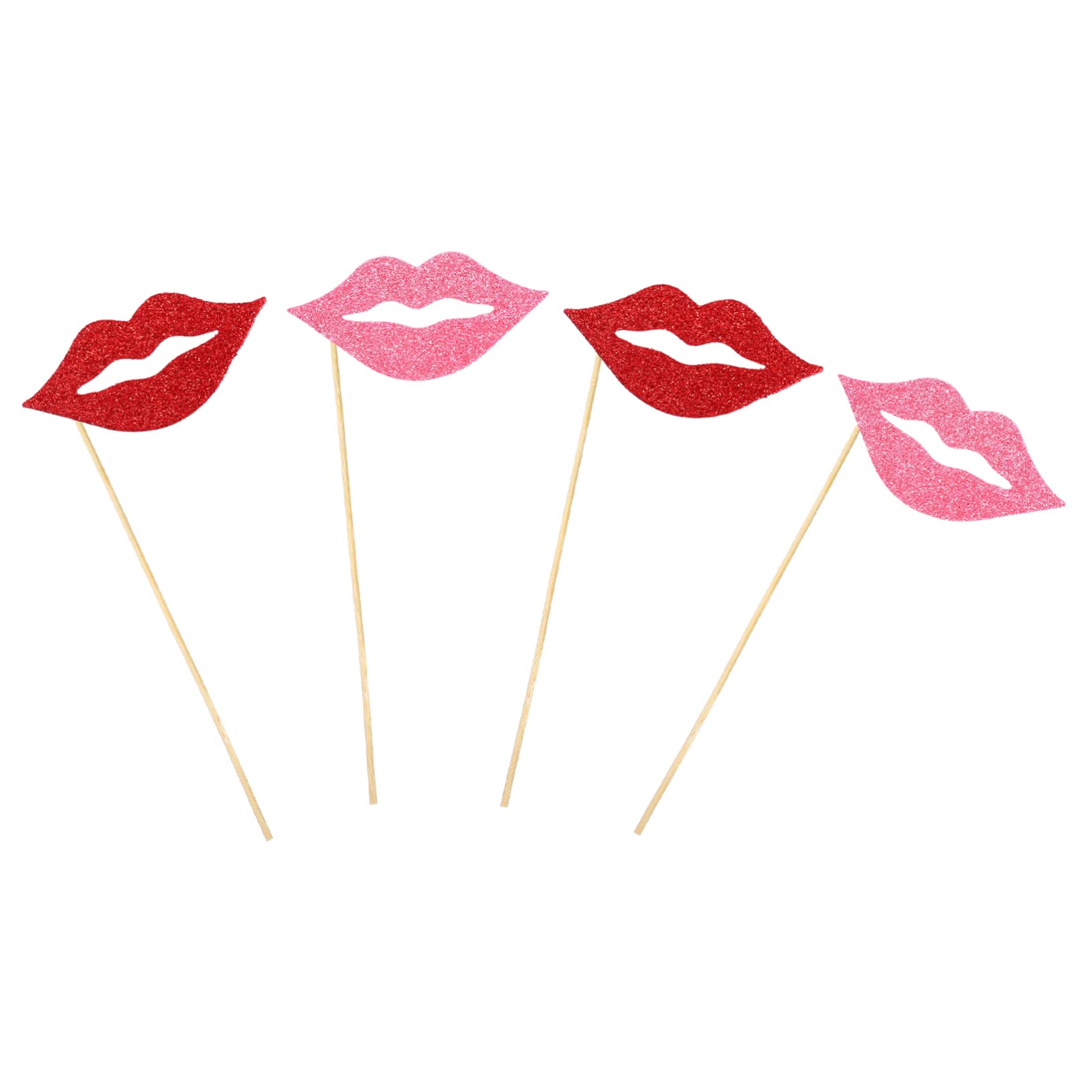 3 Sätze Teiliges Rote Und Pinke Lippen Foto Requisiten Mit Glitzereffekt Kreative Handheld Party Accessoires Für Geburtstag Hochzeit Und Lustige Dekoration 40 Stück * 3