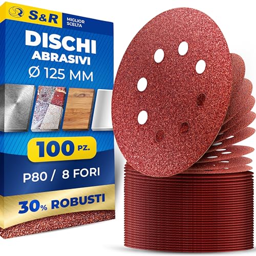 GRANA 80 IDEAL PER LEGNO METALLO E VERNICI ✔ Set di 100 dischi Abrasivi. Ogni disco ha grana 80 ideale per sgrossatura e levigatura di materiali duri. La grana 80 è offre una levigatura efficace e potente. Questi dischi abrasivi sono effiaci per levigare legno, metallo e vernice soprattutto per superficie in condizioni difficili da ripulire
