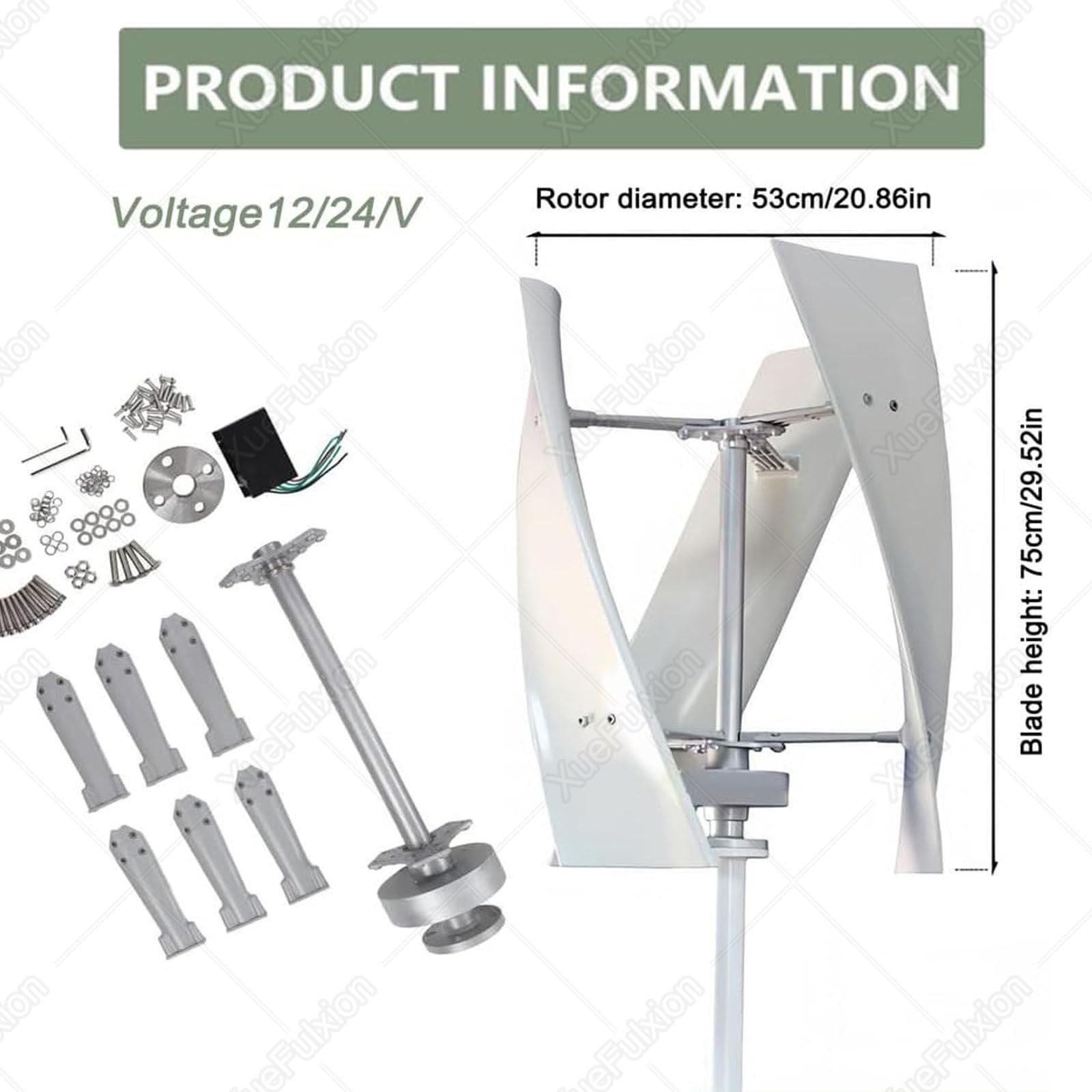 Aerogenerador de Eje Vertical,Kit Eólico Doméstico Silencioso 3000W – Ideal para el autoconsumo energético de viviendas unifamiliares,Casas de Campo y para Alimentar de Forma autónoma 24v