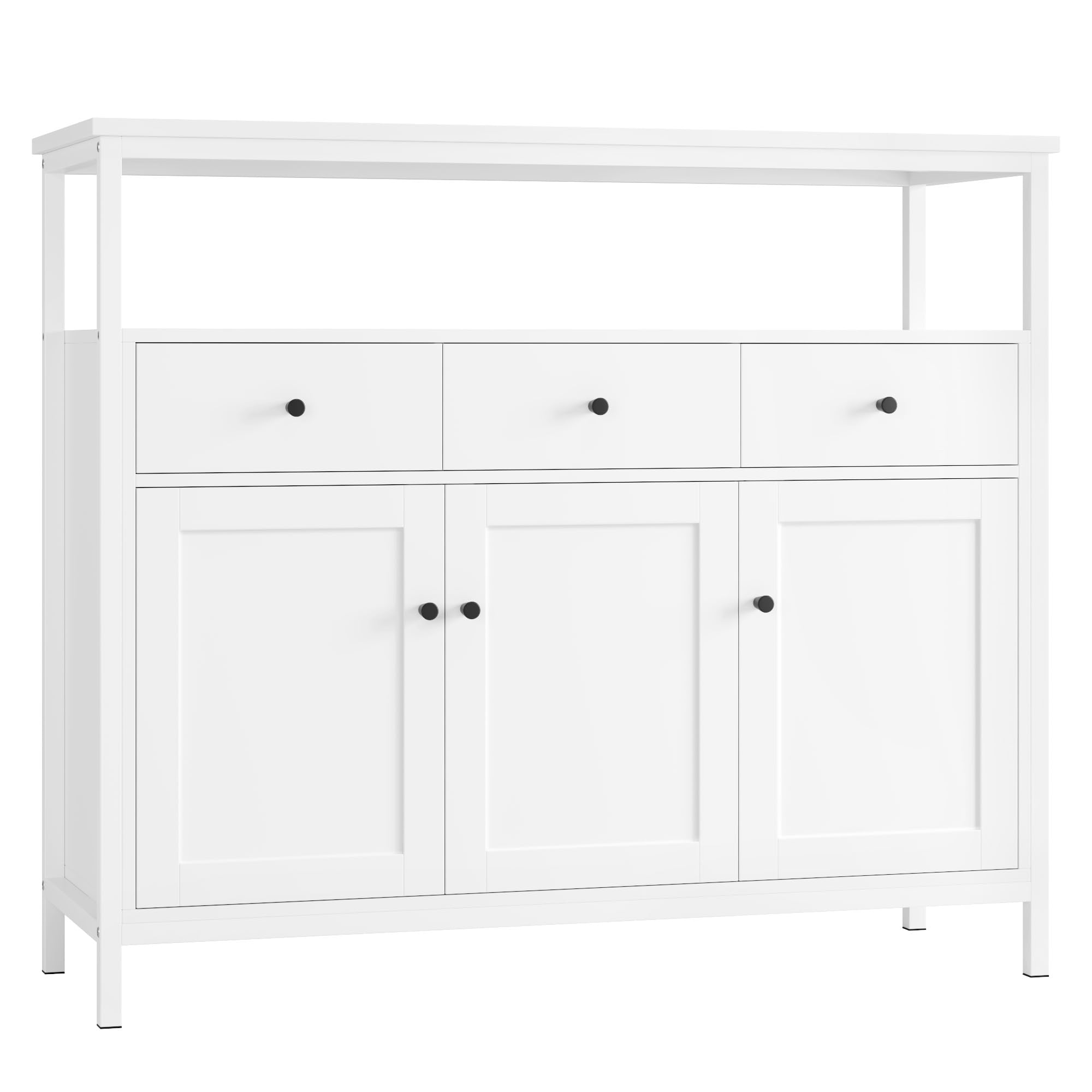 FirFurd Kredens, szafka kuchenna z 3 szufladami, 3 drzwi, komoda kuchenna, szafka bufetowa do kuchni, salonu, jadalni, regulowana półka, 108x38x98.5cm, biały