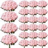 Ovveroche 150 Pcs Roses Artificial Flowers, Silk Light Pink Artificial Flowers Petals Long Stem Roses for Wedding Bouquet Home Party Decor