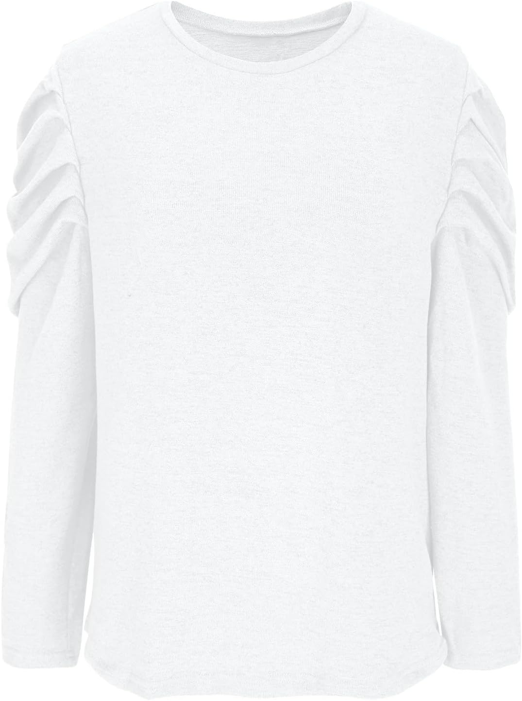Women's Puff Sleeve Round Neck Top Long Sleeve Stretchy Business Casual Shirt Solid Color Fall Fashion Soft Blouses