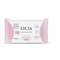 Lycia, Salviettine Intime Delicate con Azione Anti-Odore, Eco Tessuto Gettabile nel WC, Formula con Estratto di Camomilla, Clinicamente Testate e Adatte ai Bambini, pH 4.5, 12 pezzi