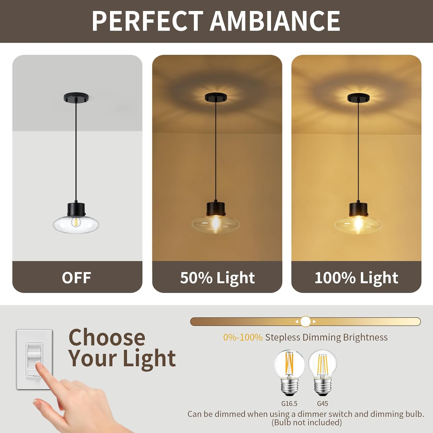 Glass Pendant Lights Kitchen Island, 1-Light Black Modern Pendant Light with Clear Glass, Mini Hanging Ceiling Lighting for Kitchen Sink Bathroom Bedroom, Adjustable Cord, OS-JJ1513-1PBK