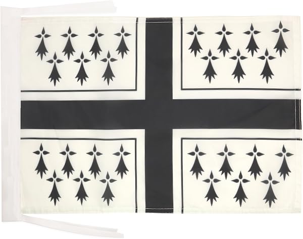 AZ FLAG - Drapeau Bretagne marine - 45x30 cm - Pavillon Pavillon Marin Breton 100% Polyester Avec Deux Cordelettes - 20g - 1