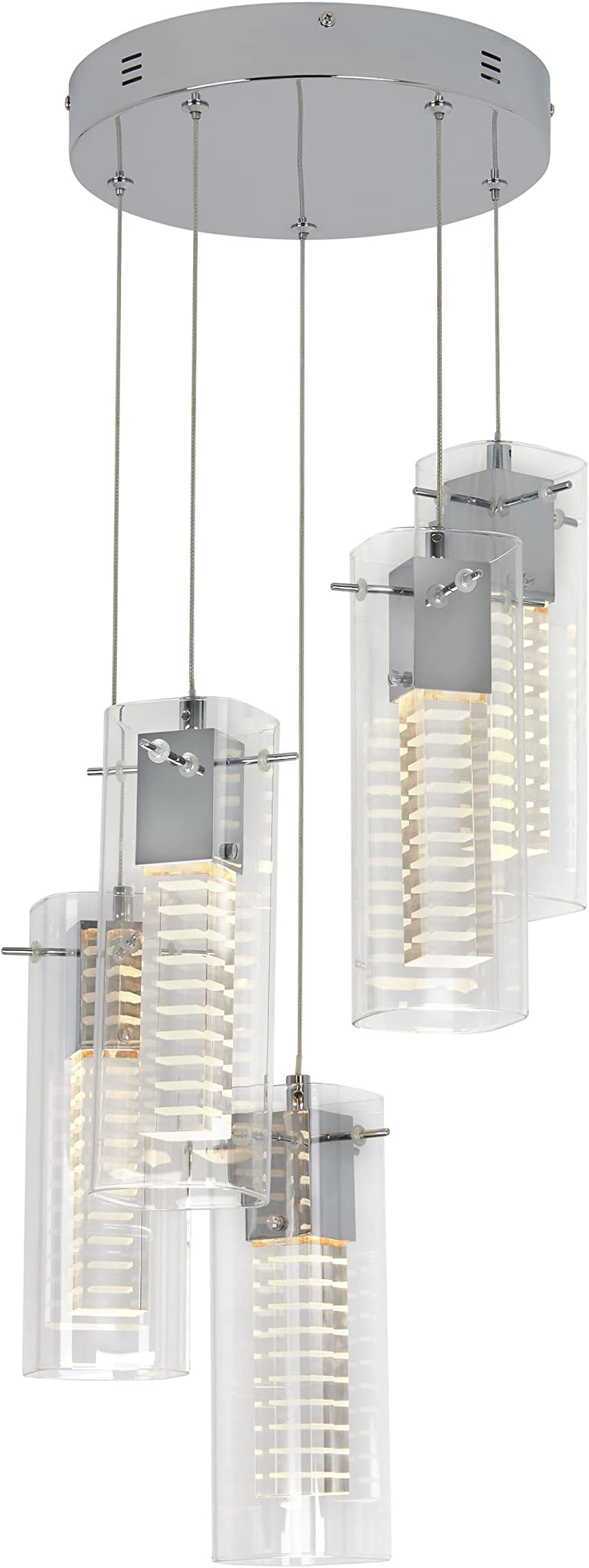 Artika HOL5SP Hologram Spiral LED Integrated Pendant 5-Light Fixture Modern Design, Chrome Finish