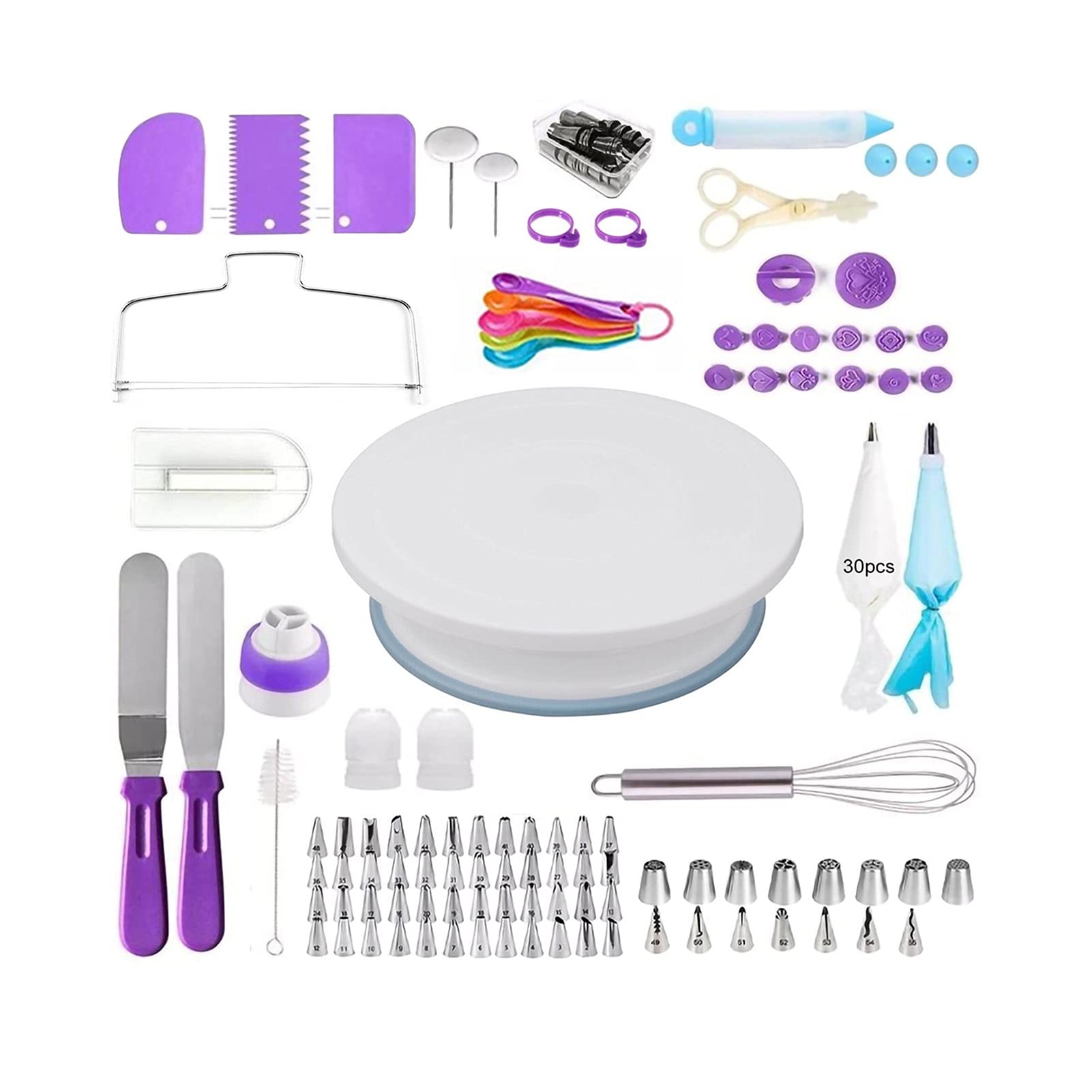 Ensemble d'outils de cuisson pour décoration de gâteaux 71 pièces avec plateau t