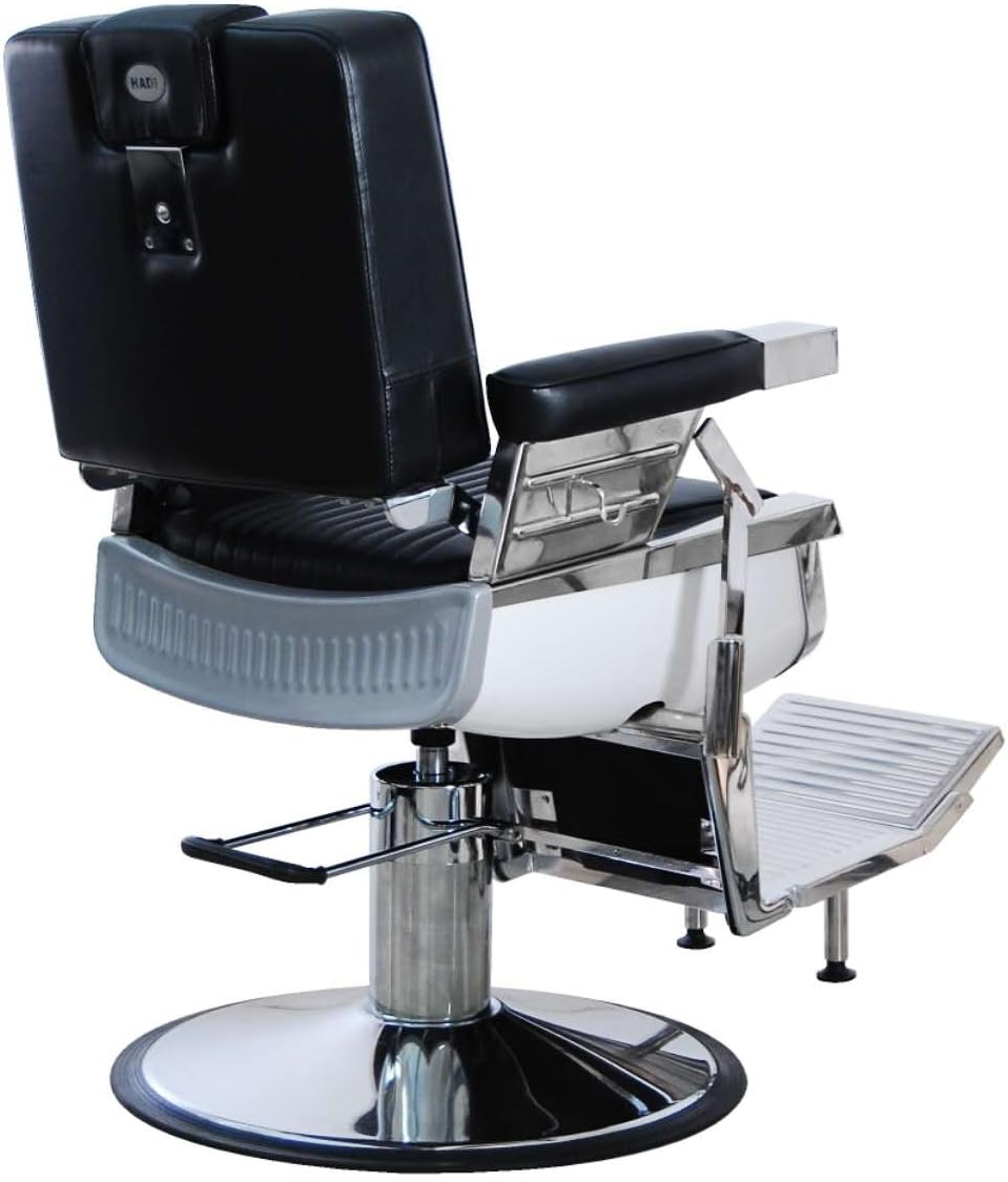 NEW HEAVY DUTY REAL LEATHER BLACK BARBER CHAIR BC-20 UK STOCK HADI®