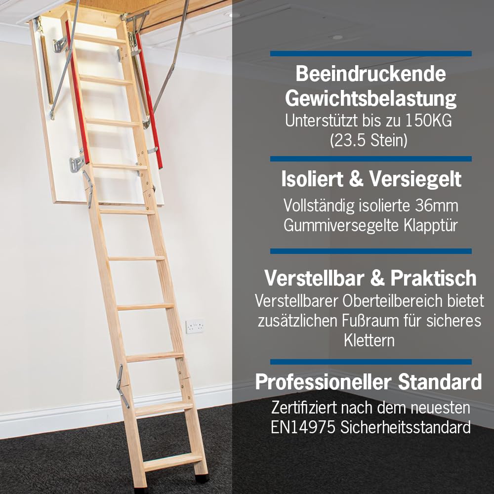 Dachbodenleiter von BPS Access Solutions, mit beidseitigem Handlauf (1100 x 545mm)