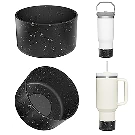 Upgrade 2PCS Protective Silicone Boot Bumper for Stanley Quencher Adventure 40oz 30oz IceFlow 20oz 30oz Tumbler, Water Bottle Bottom Sleeve Cover Accessories for Stanley Mug Cup(Glitter Black)