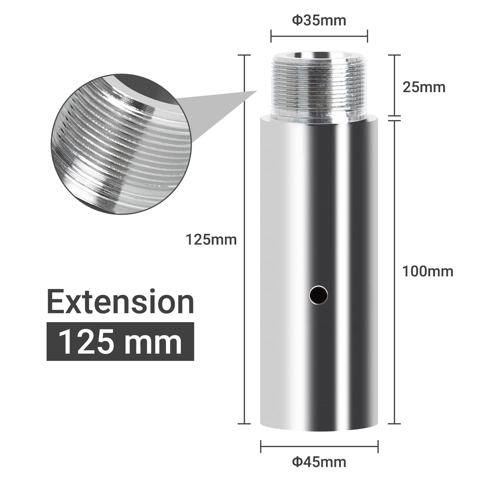 Leogreen 125mm Pole Dance Estensione, per barra da pole dance, con diametro da 45 mm, aggiungi altezza extra, Danzante Tubo Accessori