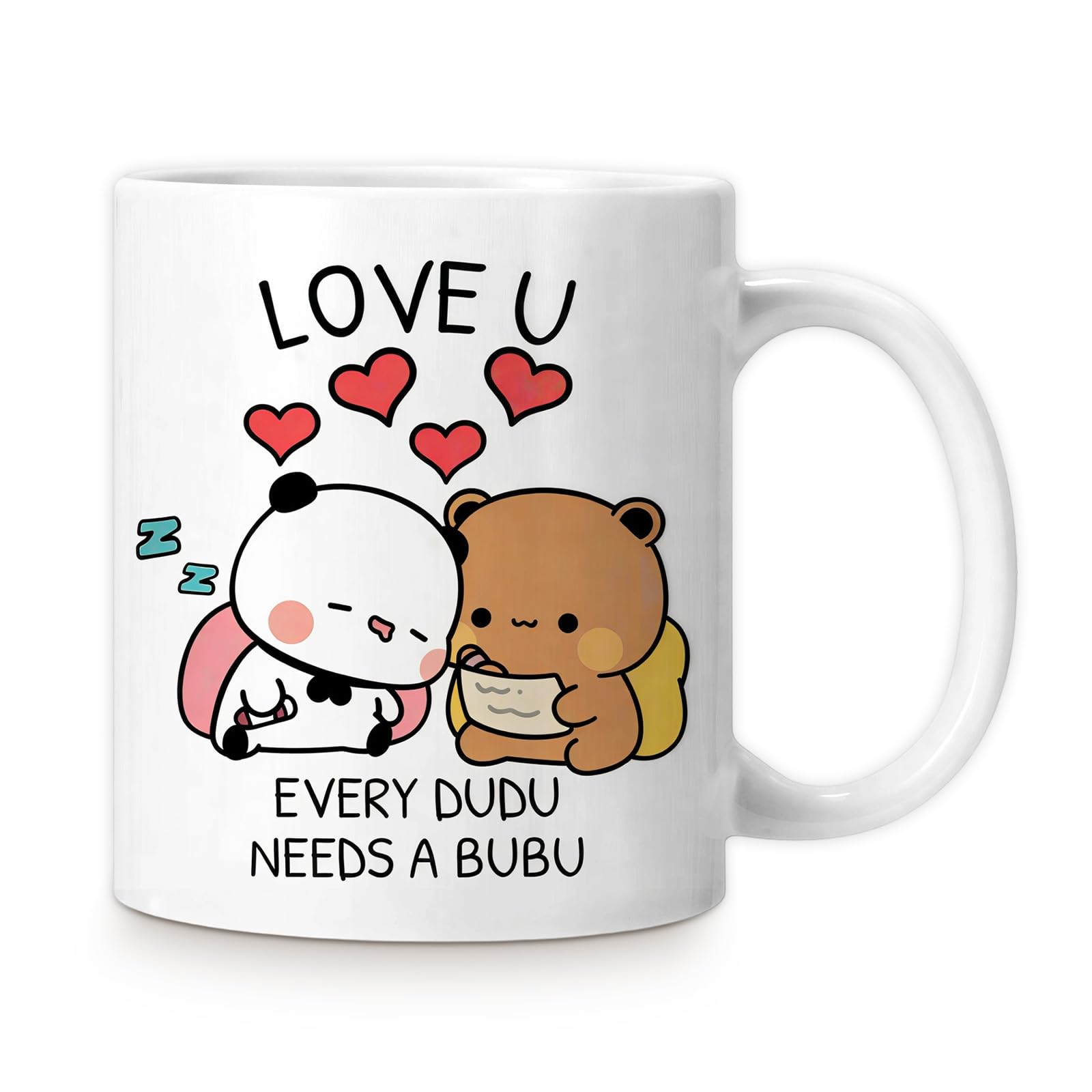 Bubu Dudu Mug Valentines Gifts for Him Her, Kawaii Bubu and Dudu Gifts for Boyfriend Girlfriend, Double-Sided Printed Mug for Valentines Day Husband Wife Couple Anniversary (C)
