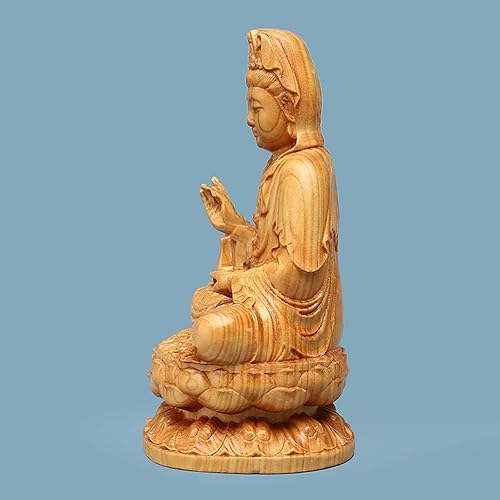 Miniatura 2 de Diosa de la Misericordia Guan yin Buda estatua en loto,Escultura Quan Yin para decoración de oficina en casa,Hermosa estatua de Buda Kuan Yin