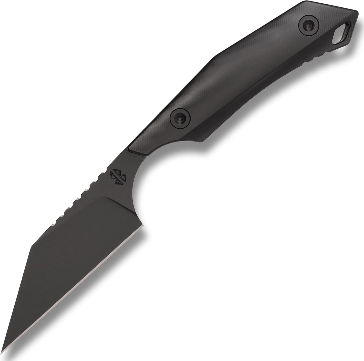 RAK – Fastened Blade Seax Knife – Neck Knife – Sheepsfoot Blade – approx. 2.95 inch blade size – incl. Kydex sheath and chain (Black)