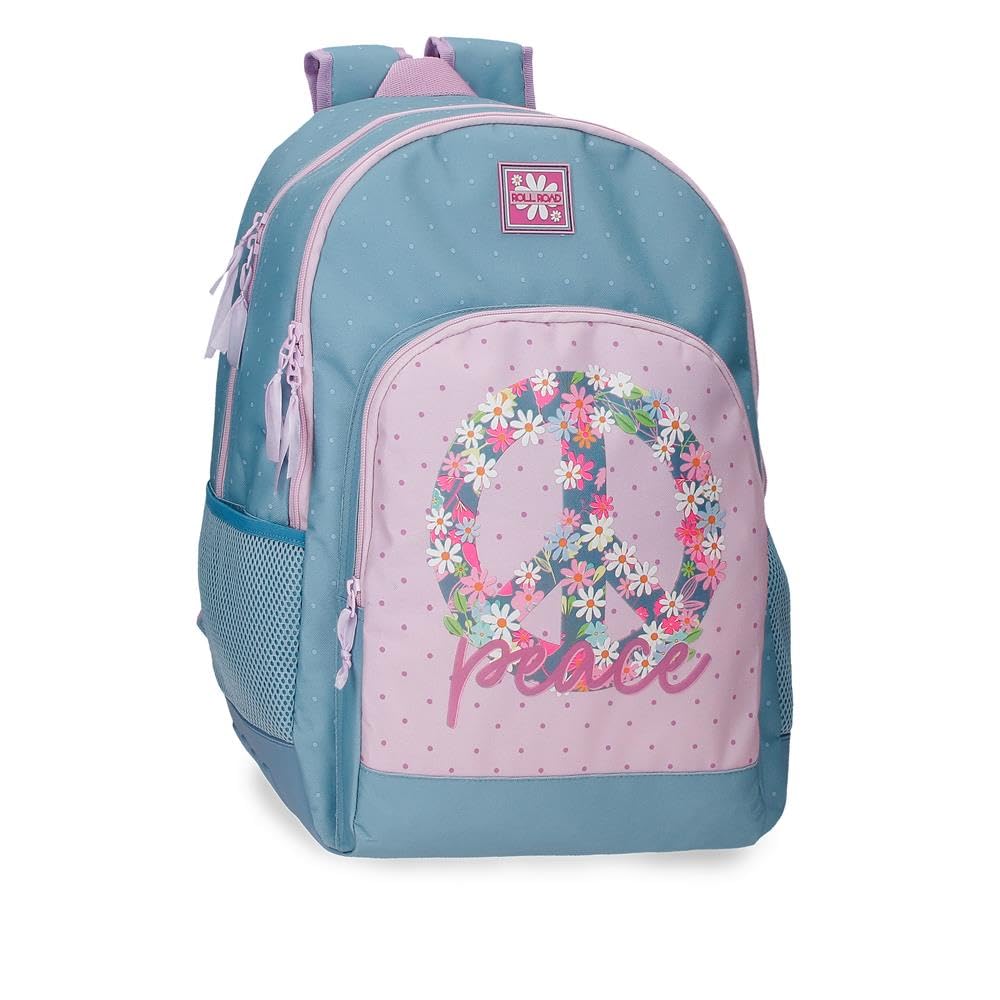 ROLL ROAD ROLL ROAD Peace Polyester Schulrucksäcke rosa & blau