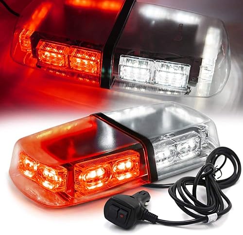 Miniatura 12 de Luz estroboscópica de 12 pulgadas, color rojo y azul, 72 LED, magnética, de emergencia, advertencia, advertencia, mini barra de luces para vehículos