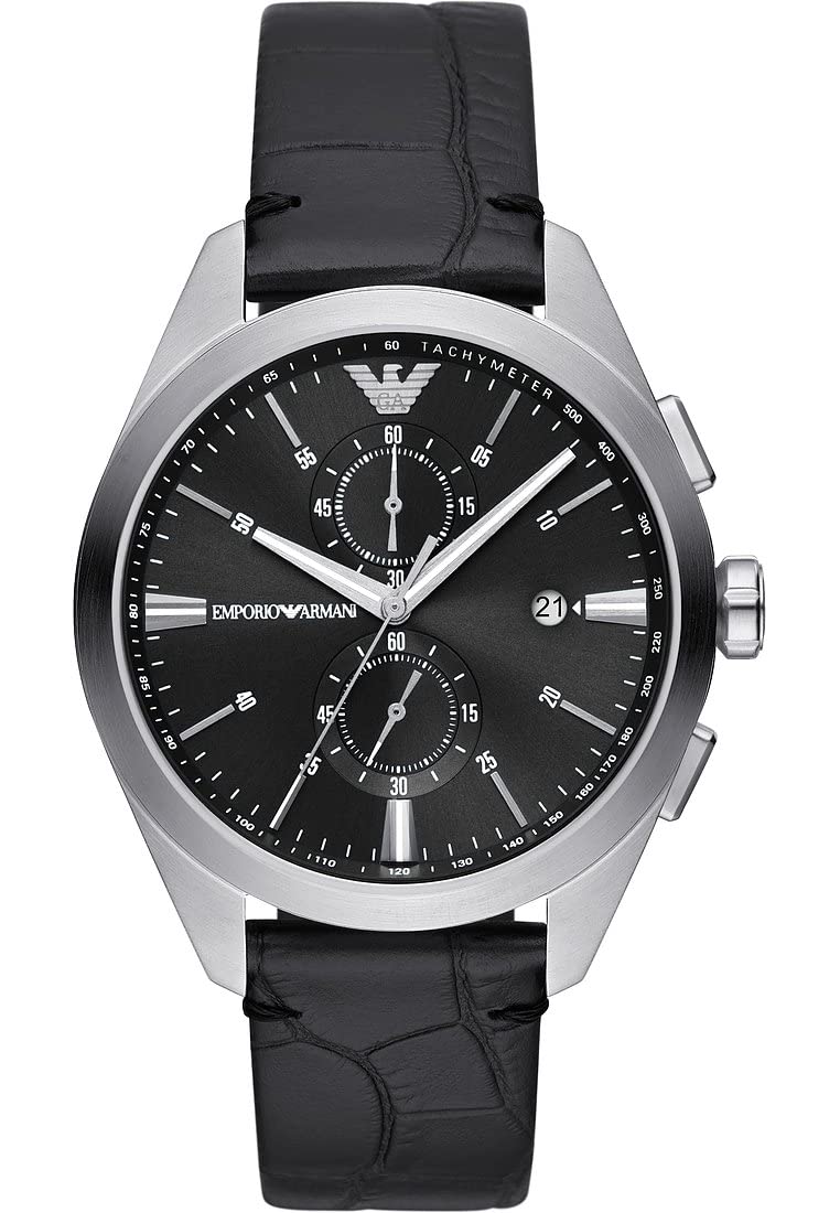 Emporio Armani Watch for Men Quartz/Chrono movement 43mm case size with a Leather strap AR11542