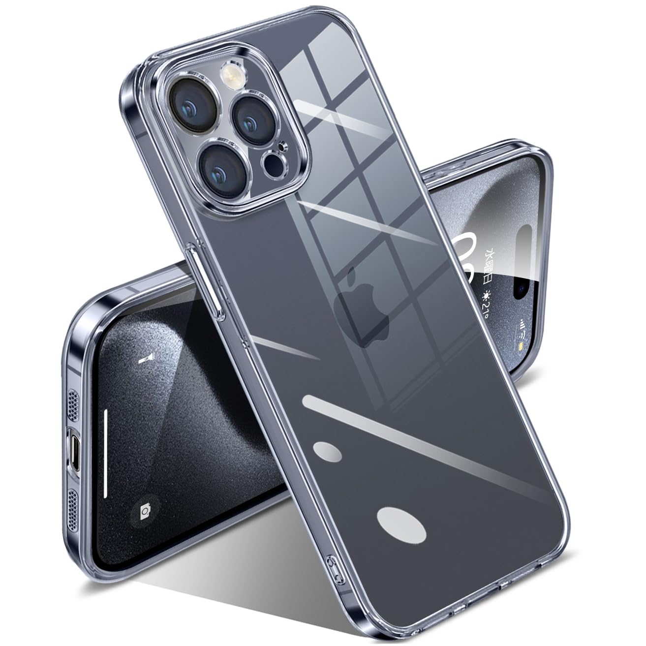 SATLITOG 用の iPhone 15 Pro ケース クリア 耐衝撃 (全透明)