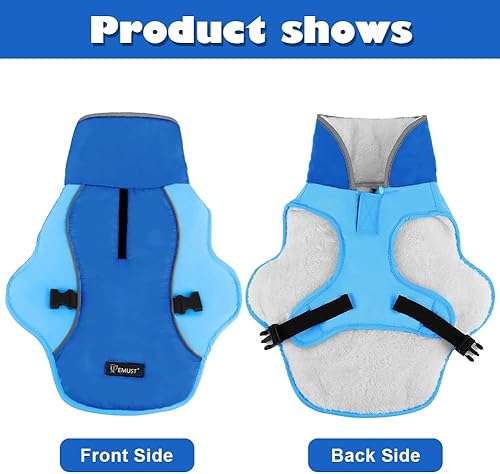 Miniatura 8 de EMUST Chaqueta de invierno para perro, acogedora chaqueta resistente al viento para clima frío, chalecos de perro de color sólido para invierno para