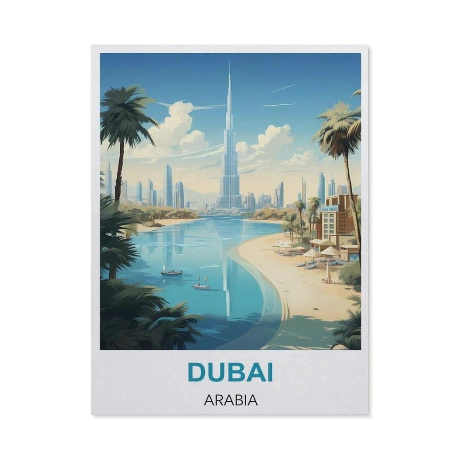 BEAYODKP 5D Diamond Painting，Dubai Arabia Vintage Travel Posters，Diamond Embroidery Cross Stitch（30 x 40 cm/11.81 x 15.74 inches）-BX31