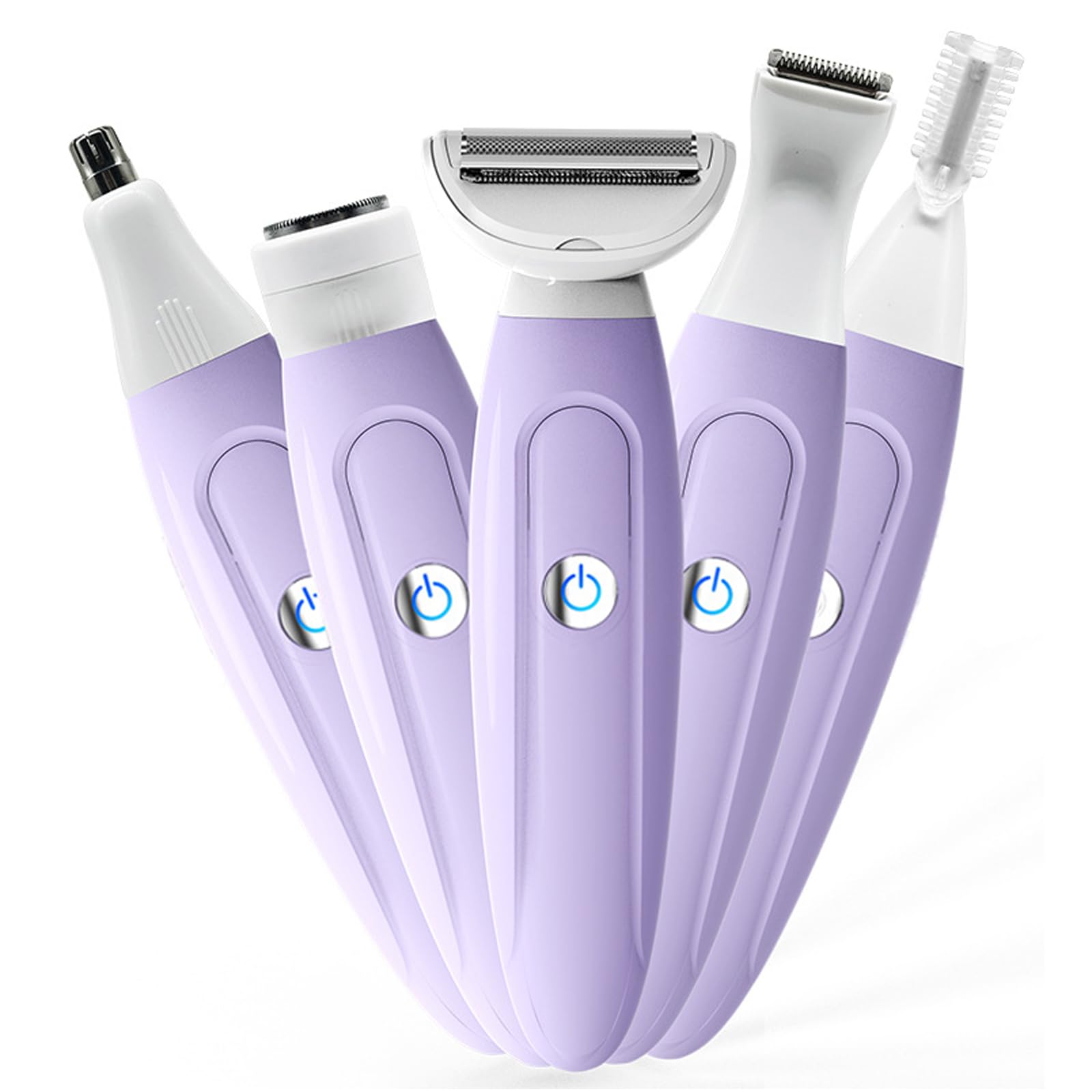 Maquinillas de afeitar eléctricas para mujer, recortadora de bikini para mujer, multifunción 5 en 1, kit de afeitadora para cara, nariz, cejas, brazos, axilas, piernas, área púbica