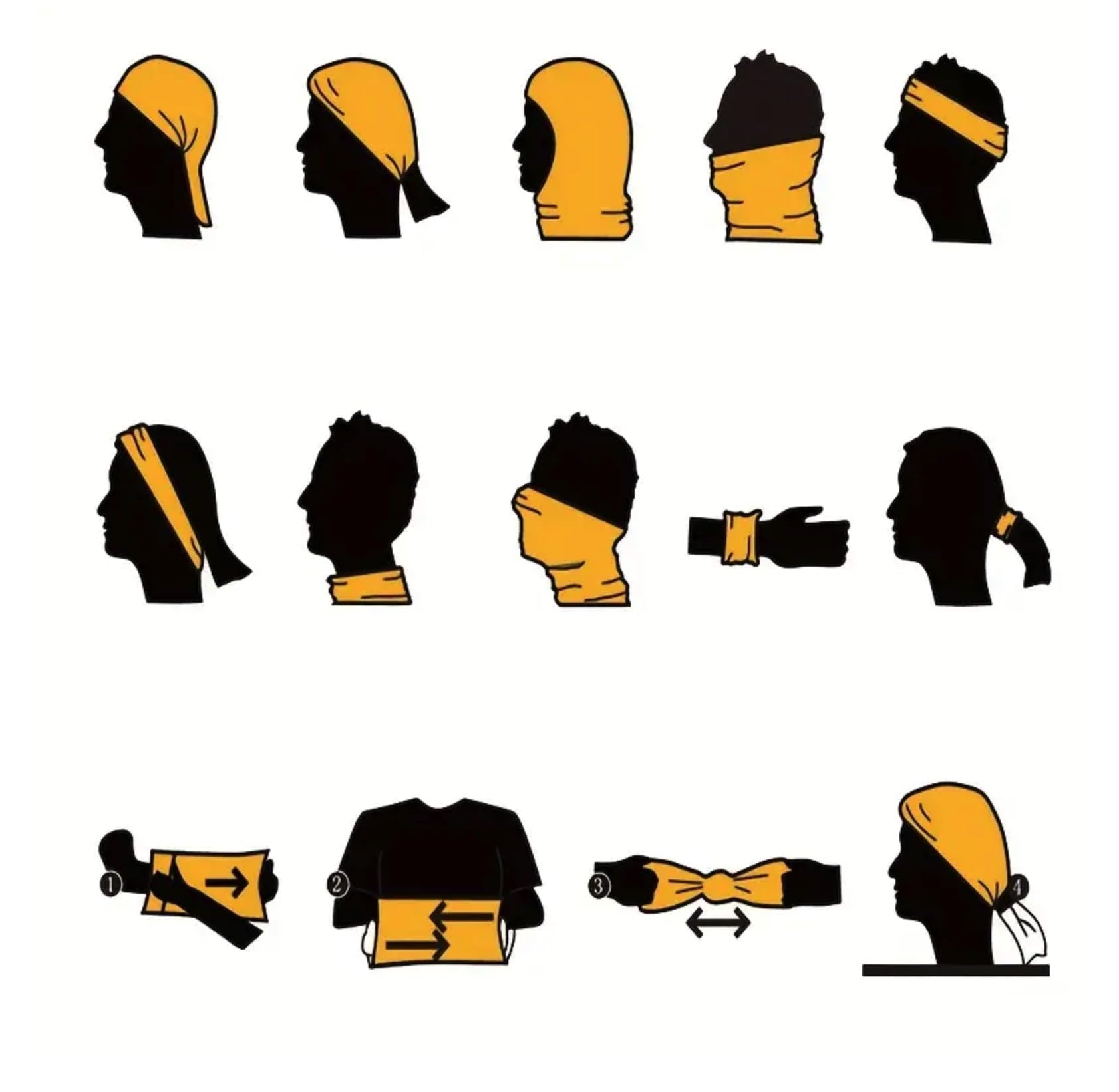 Adult Unisex Neck Scarf, Shield, Gaiter, Balaclava, Elastic Face Mask - Black