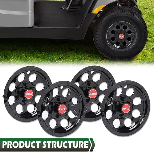 Miniatura 8 de GRAND ORANGE Juego de 4 tapacubos de 10 pulgadas, color negro, compatibles con EZGO Club Car y Yamaha Golf Cart