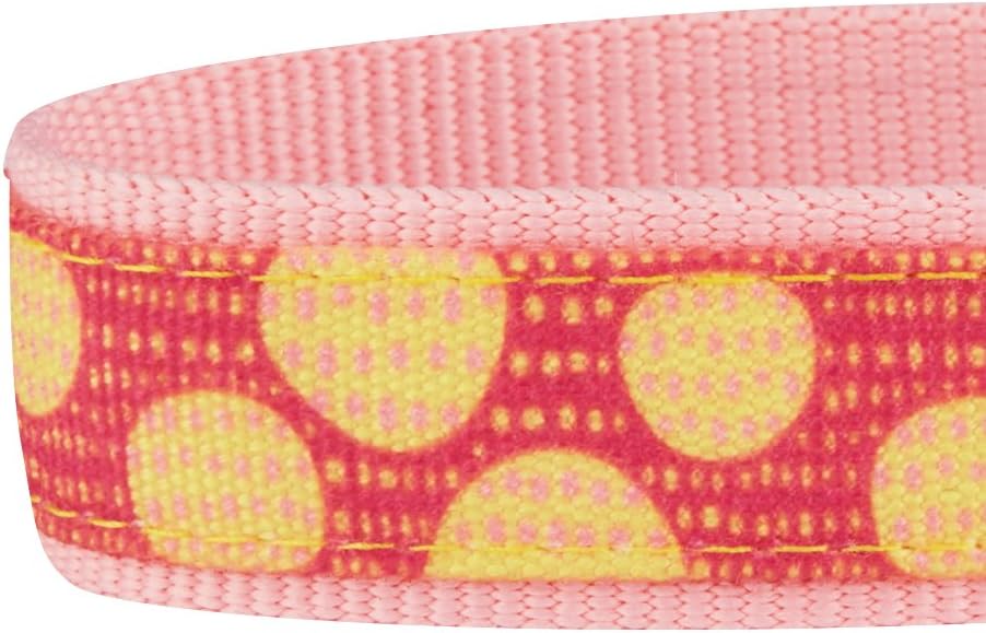 Blueberry Pet 6 Patterns Pretty Lover Yellow Polka Dot Adjustable Dog Collar in Baby Pink, Large, Neck 18"-26"