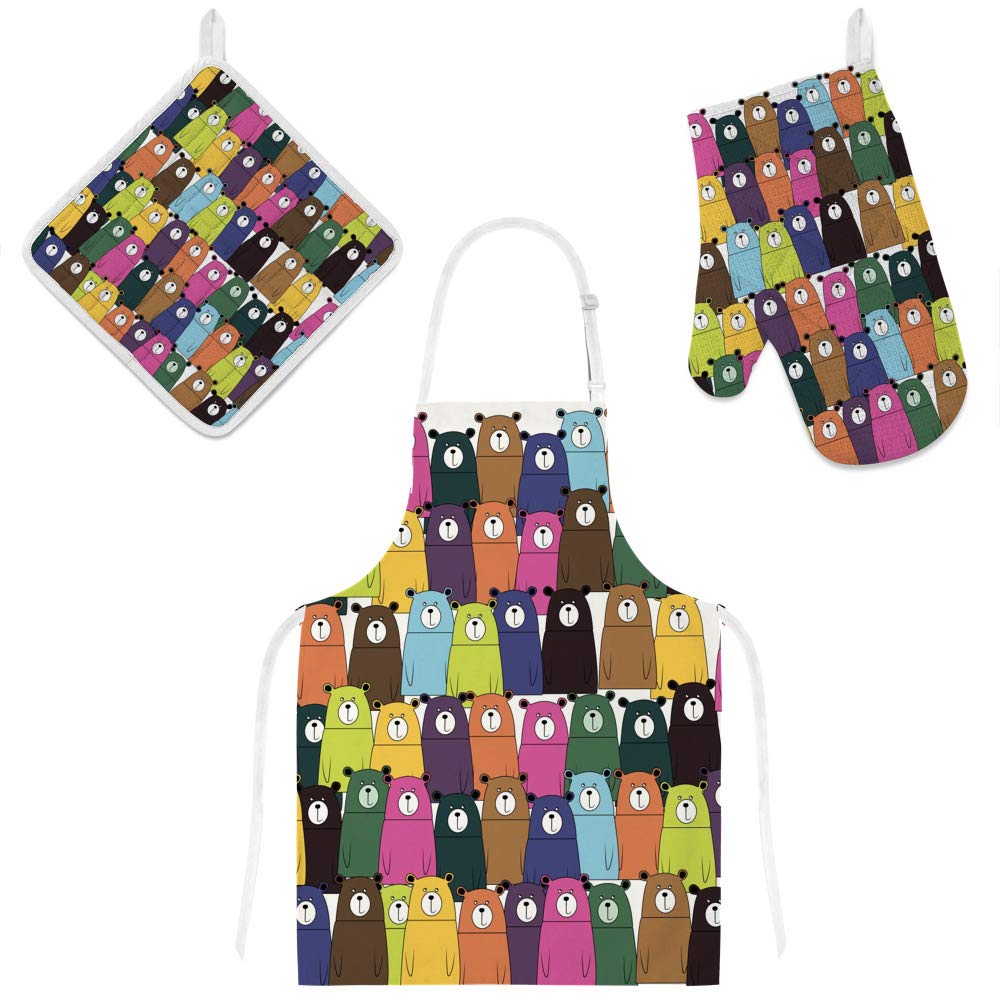 Tablier de cuisine avec poches réglable et coffret d'accessoires textiles imperméables