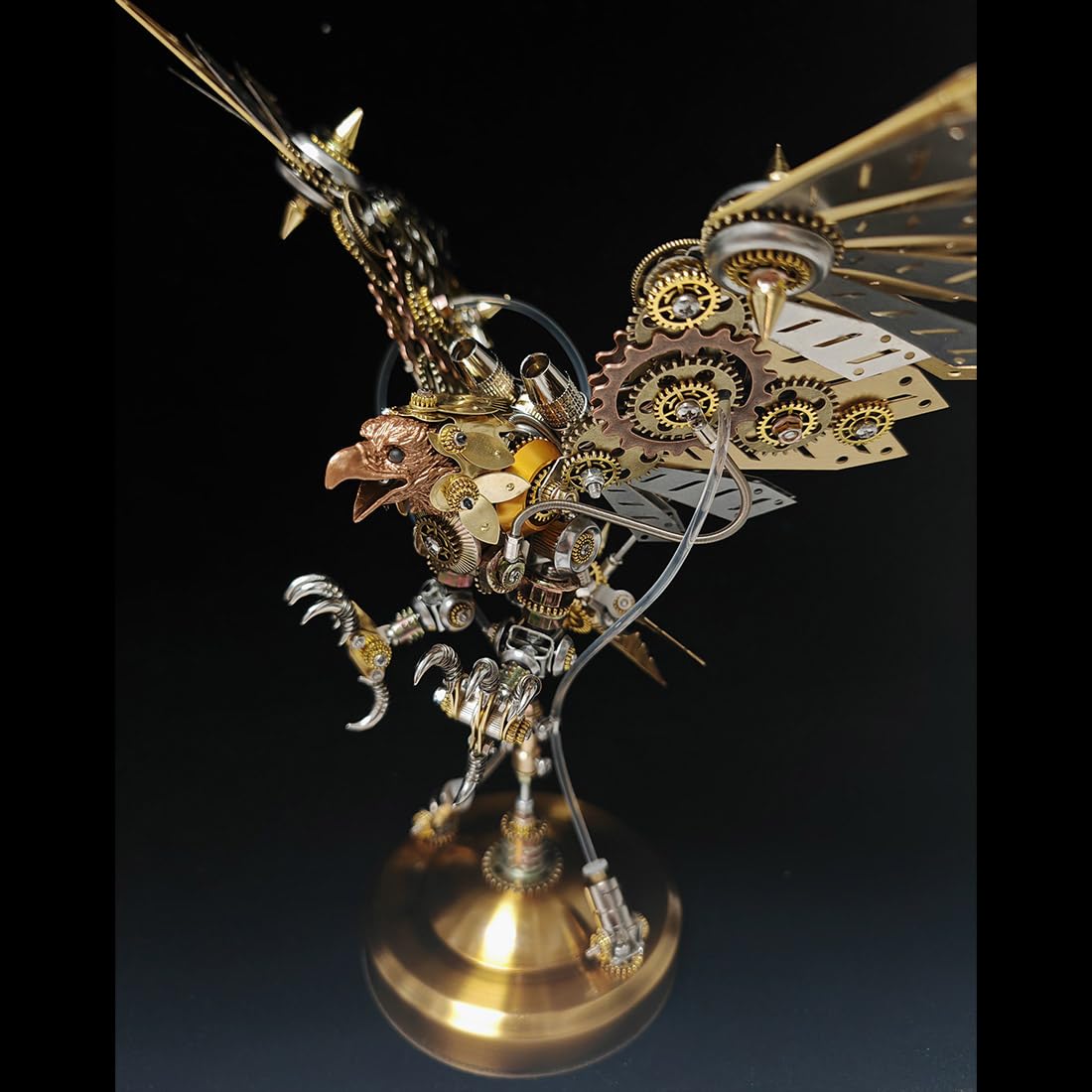 3D Metall Puzzle für Erwachsene, Steampunk Metall Mechanischer Adler Modellbausatz mit LED, 3D Tier Puzzle, Mechanisches Kunstmodell für Desktop Ornaments & Geschenke, 650 Teile