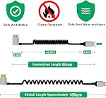 Left Angle HDMI Cable Coiled 4K 60Hz High Speed UHD HDMI Coiled Cable Support 3D, ARC, Ethernet for Computers, Blu Ray Players, Televisions, PS4/PS5 (Left Bent, 1.8 m)