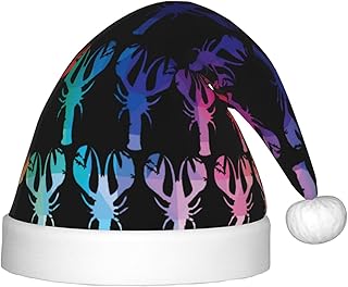 Augenstern Christmas Hat Tie-Dye-Crawfish-Rainbow Xmas Hat Unisex Santa Hat