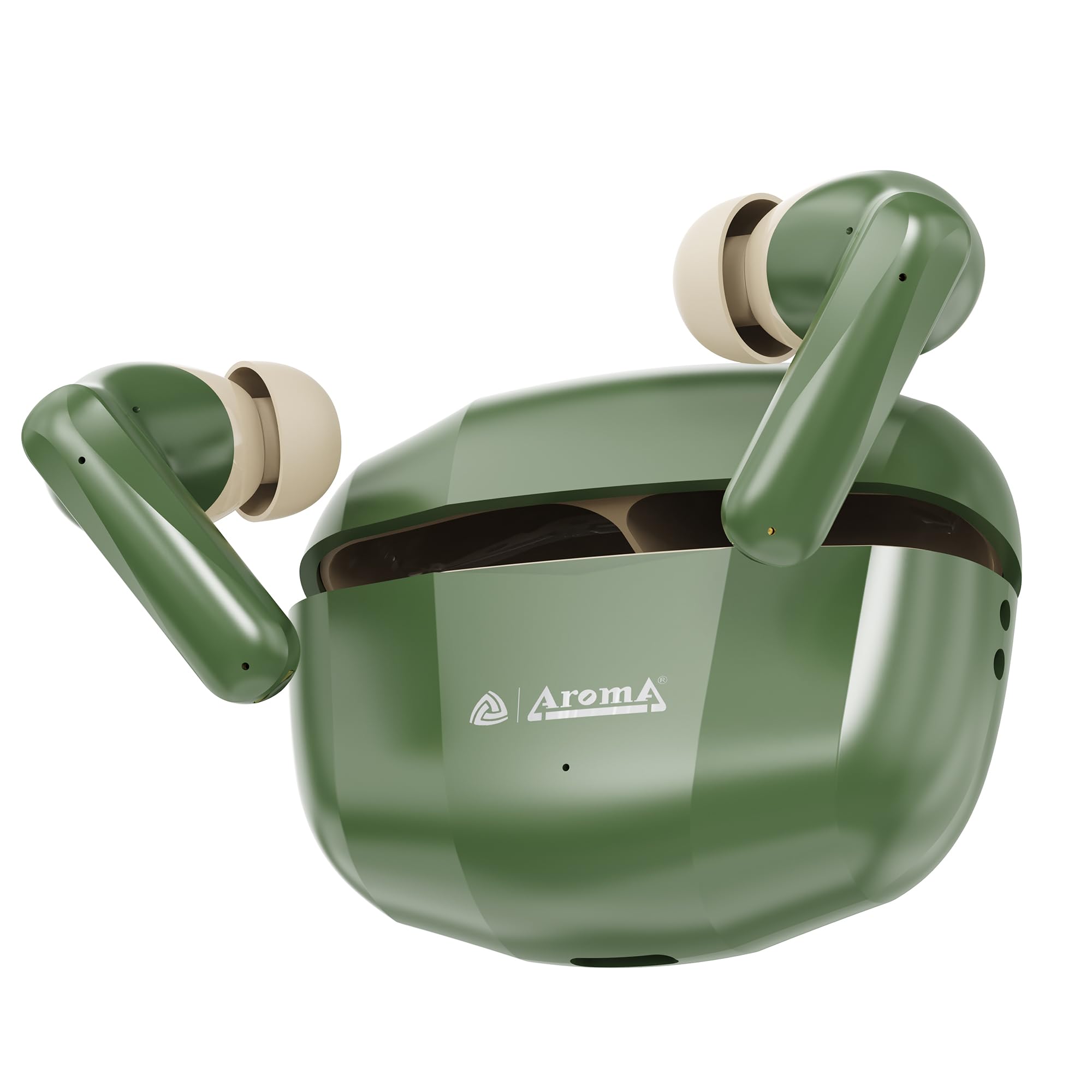 AROMA TWS4 Jaguar V5.4 True Wireless Earbuds – Up to 60H Playtime | ENC | Fast Charging | Heavy Bass (Midnight Green & Cream)-picture-18