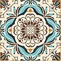 HOMETITUTE 10PCS 12x12 Inch Peel and Stick Floor Tiles Removable Self Adhesive Vinyl Flooring Stickers Vintage Floral Medallion for Kitchen Bathroom Entryway Living Room Home Decor